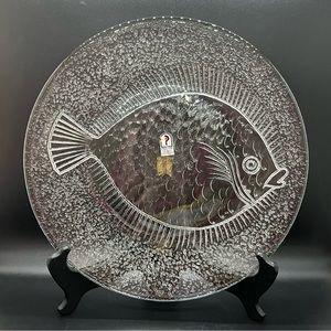 Handmade Pilgrim Glass Fish Platter (10.5 in)